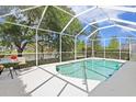 Screened-in pool area, perfect for outdoor relaxation and entertaining by the pond at 10339 Lightner Bridge Dr, Tampa, FL 33626