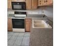 Kitchen features a double basin sink, solid surface countertops, and standard appliances at 38243 Ironwood Pl, Zephyrhills, FL 33542