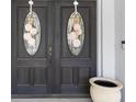 Elegant double front doors with decorative glass inserts and charming floral wreaths at 8305 Palma Vista Ln, Tampa, FL 33614