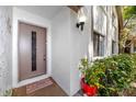 Inviting doorway entrance with decorative door and homey welcome mat at 2363 Newburg Ln # B, Safety Harbor, FL 34695