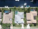 High angle shot of houses with pools and waterfront access at 4604 Blue Marlin Dr, Bradenton, FL 34208