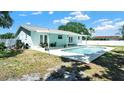 A beautiful backyard featuring a cozy patio and a private in-ground swimming pool at 6035 19Th Ne St, St Petersburg, FL 33703