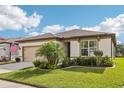 Attractive single Gathering home with lawn, beautiful landscaping, and a two car garage at 6374 Bradford Woods Dr, Zephyrhills, FL 33542