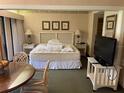 Bedroom featuring a plush bed, lamps, decorative artwork, and a TV at 36750 Us 19 N # 4-205, Palm Harbor, FL 34684