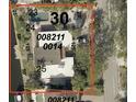 Property boundaries outlined, revealing pool, water access, and proximity to Avenida Del Mare at 5430 Avenida Del Mare, Sarasota, FL 34242