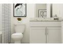 Bright bathroom featuring white vanity, granite countertop, framed art, and shower with curtain at 10825 Fort White Ct, Tampa, FL 33647