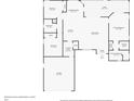 Detailed floorplan illustrating layout of bedrooms, bathrooms, kitchen, living room, and garage at 10423 Sand Lark Ave, Weeki Wachee, FL 34614