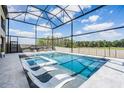 Gorgeous screened-in pool and spa with sun loungers, offering a luxurious outdoor experience at 14507 Woodland Spur Dr, Lithia, FL 33547