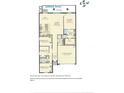 Layout of a four bedroom, two bath home with a covered lanai and attached two car garage at 233 Cascade Bend Dr, Ruskin, FL 33570