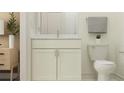 Bright bathroom featuring a white vanity with marble countertop and a modern toilet at 9328 Gladsome Dr, Land O Lakes, FL 34637