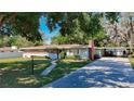 Charming single-story home featuring a brick chimney and a long driveway with mature tree coverage at 13116 N Oregon Ave, Tampa, FL 33612