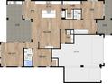 Detailed floor plan showcasing the layout of the home's living spaces, kitchen, and bedrooms at 3911 W San Nicholas St, Tampa, FL 33629