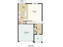 Main floor plan featuring an open-concept design with a kitchen, dining area, and great room at 12440 Gust Ct, Hudson, FL 34669