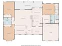 Home floor plan featuring multiple bedrooms, kitchen, living spaces, screened porch, and garage at 206 147Th E St, Bradenton, FL 34212