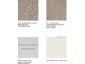 Samples feature neutral carpet, tile, and quartz countertop along with shaker style white cabinets throughout the home at 12406 Gust Ct, Hudson, FL 34669