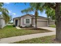 Single Gathering home with a well-manicured lawn and mature landscaping at 7511 Turtle View Dr, Ruskin, FL 33573