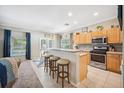 Bright kitchen features a breakfast bar, stainless steel appliances, and a cozy eat-in area at 11519 Cypress Reserve Dr, Tampa, FL 33626