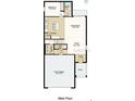 Detailed main floor plan featuring an open-concept layout with a kitchen, great room, and two-car garage at 12400 Gust Ct, Hudson, FL 34669