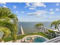 A beautiful backyard featuring a serene pool and spa area, lush landscaping, and a private dock overlooking the bay at 1737 Brightwaters Ne Blvd, St Petersburg, FL 33704