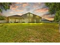 Expansive backyard with a covered patio, perfect for outdoor entertaining at 26249 Sword Dancer Dr, Wesley Chapel, FL 33544