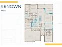 Renown floor plan showing an open kitchen, gathering room, cafe, flex room, and three-car garage at 27052 Paradise Shores Dr, Englewood, FL 34223
