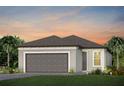 Charming single-Gathering home boasts a 2-car garage, verdant lawn, and tropical landscaping at 9534 Coastline Way, Parrish, FL 34219