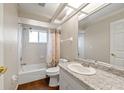 Bright bathroom with a tub shower and neutral finishes at 2512 Clubhouse Dr, Plant City, FL 33566