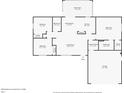 Floor plan depicting layout with measurements of bedrooms, bathrooms, living room, kitchen, and garage at 3206 Shalimar Ter, North Port, FL 34286