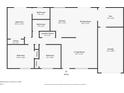 Layout of the home featuring three bedrooms, two bathrooms, living spaces, and garage at 3262 Montclair Cir, North Port, FL 34287