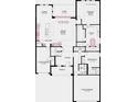 Floor plan of the first floor, showing the dining room, kitchen, great room, garage, foyer, porch and bedroom at 3405 Lumber Falls Dr, Plant City, FL 33565