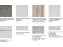 Selection of interior finishes showcasing flooring, countertops, cabinetry, and tile options at 821 Steel Dr, Apollo Beach, FL 33572