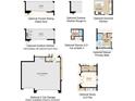 A Collection of optional layouts, including garages, kitchens, baths, and a study at 3408 Lumber Falls Dr, Plant City, FL 33565