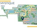 Community map showing the location of the Mystique community, highlighting nearby amenities, walking trails, and neighborhood layout at 29152 Coral Harbour Dr, Englewood, FL 34223