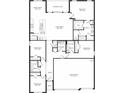 Detailed floor plan showcases the layout of the home, including the three-car garage and four bedrooms at 1457 Brown Mallet Pl, Ruskin, FL 33570