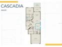 Cascadia floor plan showcasing the layout with owner's suite, bedrooms, gathering room, kitchen, den, and garage at 27156 Capri Shores Cir, Englewood, FL 34223