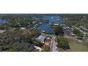 An aerial view of the property reveals its proximity to the water and surrounding community at 101 Pampas Ave, Tarpon Springs, FL 34689