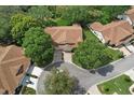 Aerial view of a home with a new roof surrounded by mature trees and lush greenery at 8040 Summerbreeze Ter, Spring Hill, FL 34606