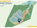 Community map showing the Medina neighborhood layout with lakes and green spaces at 2760 Winding Creek Trl, North Port, FL 34289