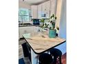 Bright kitchen featuring a unique countertop island, white cabinets and a lovely accent plant at 5045 2Nd S Ave, St Petersburg, FL 33707