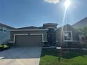 Inviting single-story home with well-maintained landscaping, a two-car garage, and a sunny curb appeal at 33034 Sand Creek Dr, Wesley Chapel, FL 33543