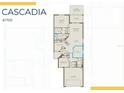 Cascadia floorplan layout with owner's suite, gathering room, kitchen, den, two bedrooms, and garage at 14256 Eagle Branch Dr, Nokomis, FL 34275