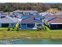 Aerial view of the house, backyard pool, and the surrounding community at 8346 Ivy Stark Boulevard, Wesley Chapel, FL 33545