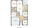 Open concept floor plan featuring a primary suite, great room, kitchen, lanai, and two-car garage at 13434 Tropical Breeze Way, Hudson, FL 34669