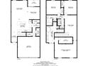 Detailed floor plan showcasing the layout of a spacious, two-story home, with dimensions for rooms on both floors at 32046 Powderpuff Mimosa Dr, San Antonio, FL 33576