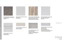 Collection of interior design material samples featuring flooring, countertops, backsplash, and cabinet colors at 29516 Zupetta Ln, Wesley Chapel, FL 33545