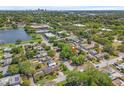 An aerial view of the neighborhood showcasing the city skyline and the area's natural surroundings at 3936 10Th N Ave, St Petersburg, FL 33713