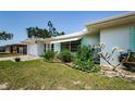 Landscaped front yard displaying mature plants, enhancing the exterior of this home at 1524 Lemon St, Clearwater, FL 33756