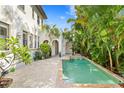 Private pool area with lush tropical landscaping offering a relaxing oasis at 601 Bosphorous Ave, Tampa, FL 33606