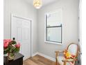 Bright entryway with wood floors, a chair, and a window that provides ample natural light at 28638 Tranquil Lake Cir, Wesley Chapel, FL 33543