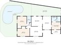 Detailed floor plan showing layout of the home, including the pool, patio and bedrooms at 7800 Causeway N Blvd, St Petersburg, FL 33707